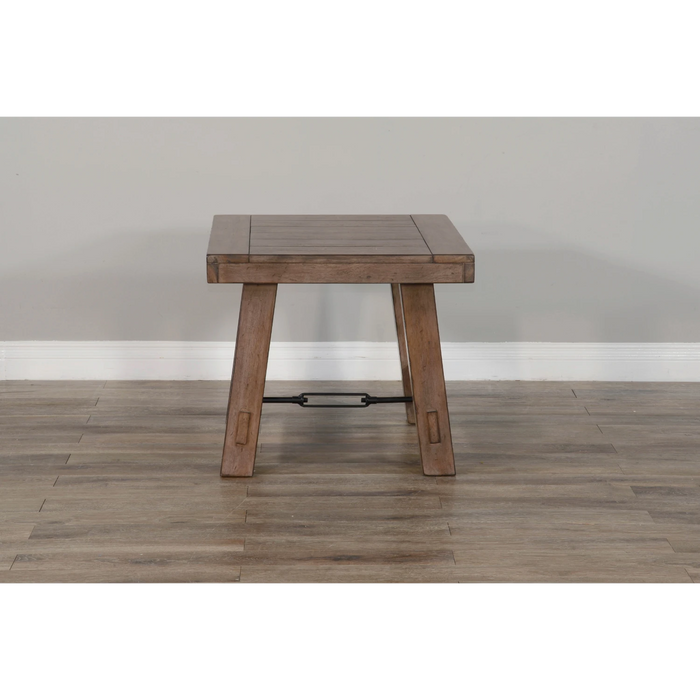 Sunny Designs Doe Valley 25" Mahogany Wood End Table in Taupe Brown Buckskin - Bed & Sofa Hub