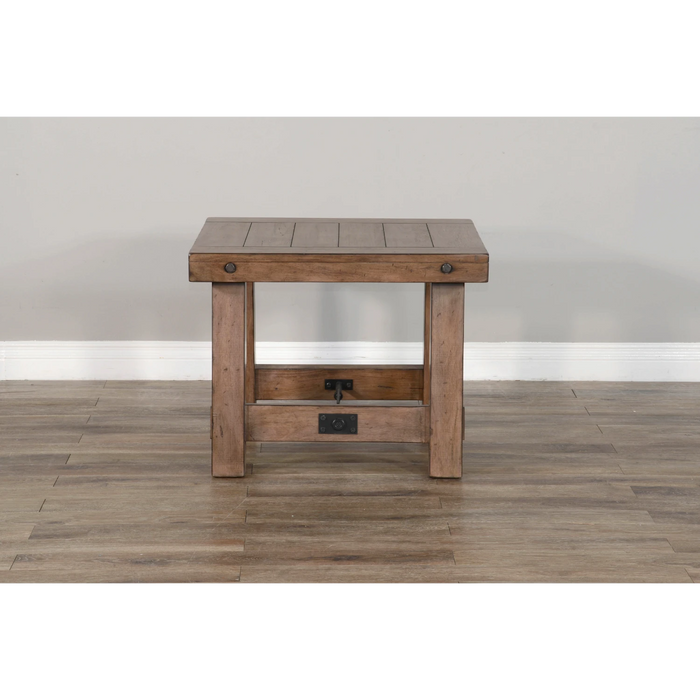 Sunny Designs Doe Valley 25" Mahogany Wood End Table in Taupe Brown Buckskin - Bed & Sofa Hub