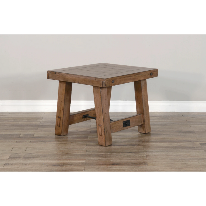 Sunny Designs Doe Valley 25" Mahogany Wood End Table in Taupe Brown Buckskin - Bed & Sofa Hub