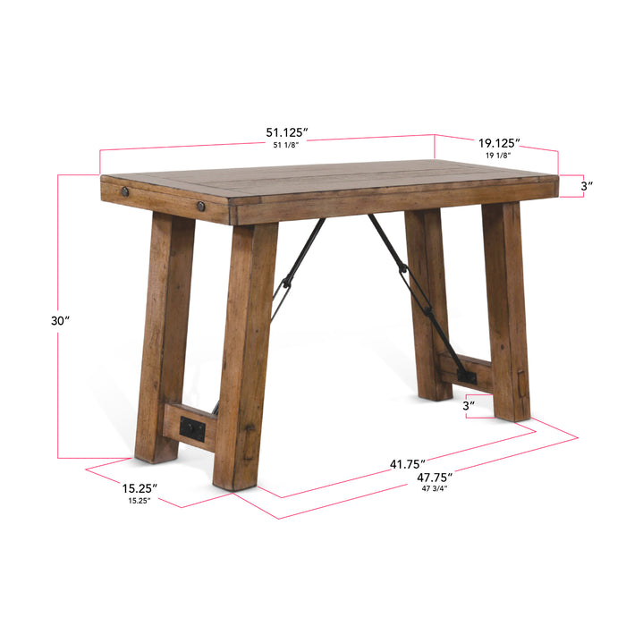 Sunny Designs Doe Valley 51" Mahogany Wood Sofa/Console Table in Taupe Brown Buckskin