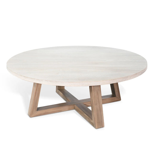 Sunny Designs Rowan Round Coffee Table Light Grey/Wheat - Bed & Sofa Hub