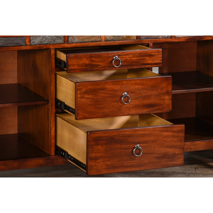 Sunny Designs Santa Fe Entertainment Wall with 2 Piers Dark Chocolate - Bed & Sofa Hub