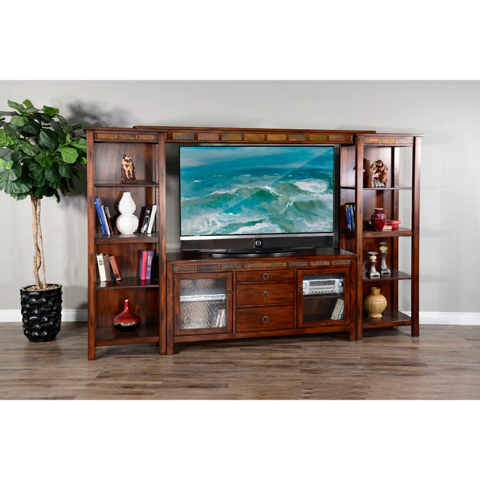 Sunny Designs Santa Fe Entertainment Wall with 2 Piers Dark Chocolate - Bed & Sofa Hub