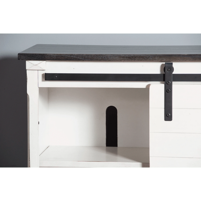 Sunny Designs 65" TV Console with Barn Door European Cottage - Bed & Sofa Hub