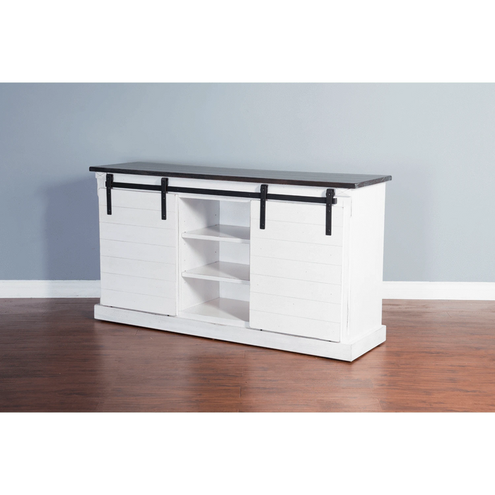 Sunny Designs 65" TV Console with Barn Door European Cottage - Bed & Sofa Hub