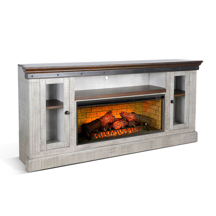 Sunny Designs 128" Entertainment Wall with Electric Fireplace Tobacco Leaf and Alpine Grey