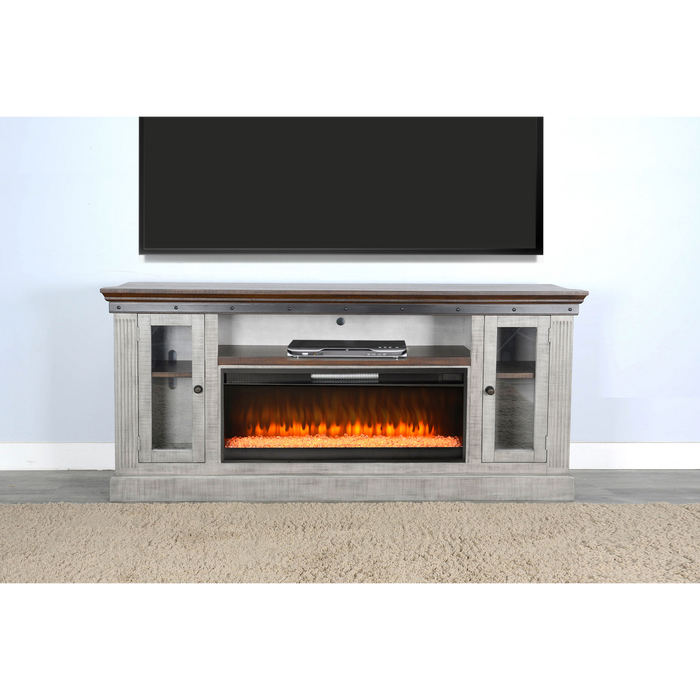 Sunny Designs 128" Entertainment Wall with Electric Fireplace Tobacco Leaf and Alpine Grey