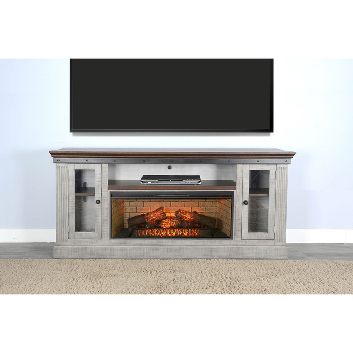 Sunny Designs 128" Entertainment Wall with Electric Fireplace Tobacco Leaf and Alpine Grey