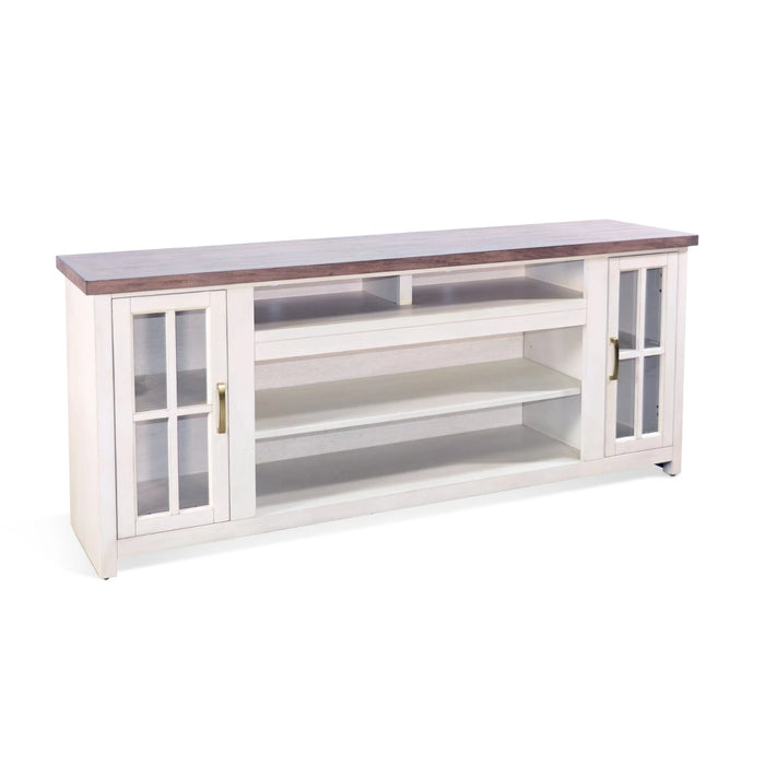 Sunny Designs Media Console  Marble White and Buck Skin - Bed & Sofa Hub