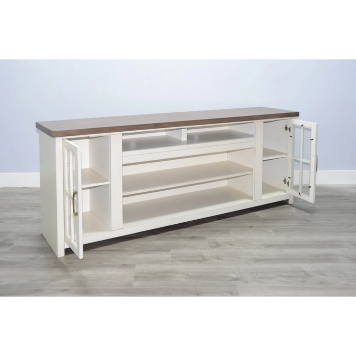 Sunny Designs Media Console  Marble White and Buck Skin - Bed & Sofa Hub
