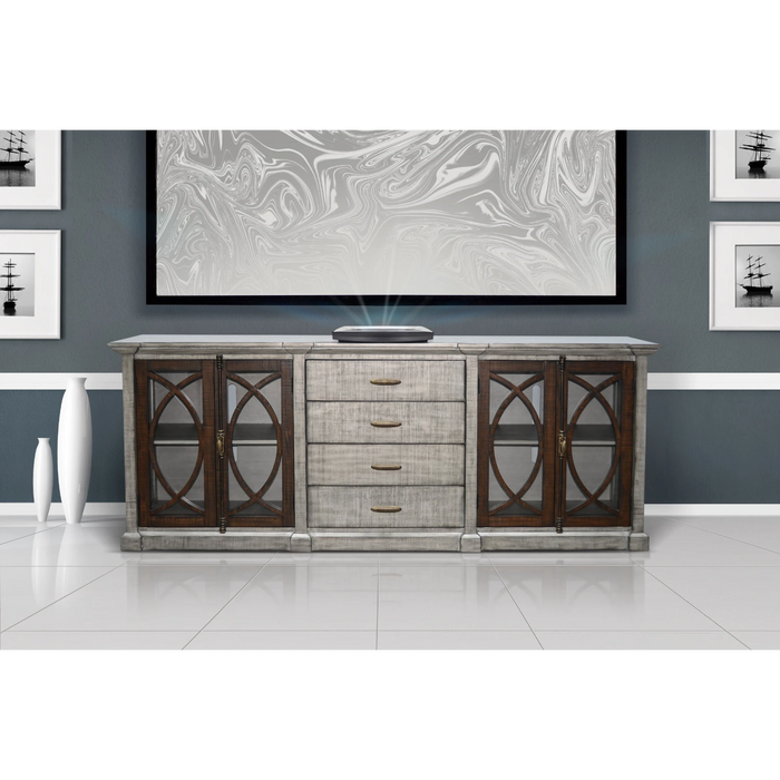 Sunny Designs Media Console Tobacco Leaf and Alpine Grey - Bed & Sofa Hub