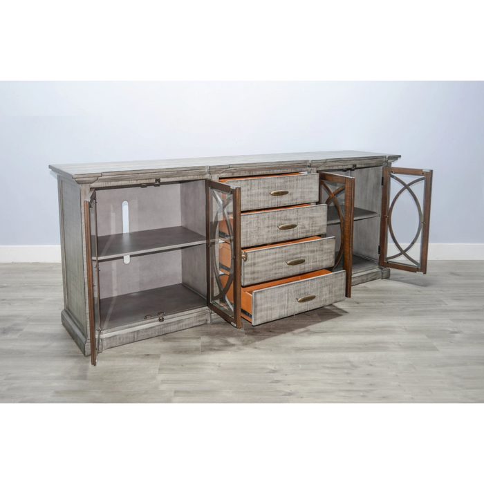 Sunny Designs Media Console Tobacco Leaf and Alpine Grey - Bed & Sofa Hub