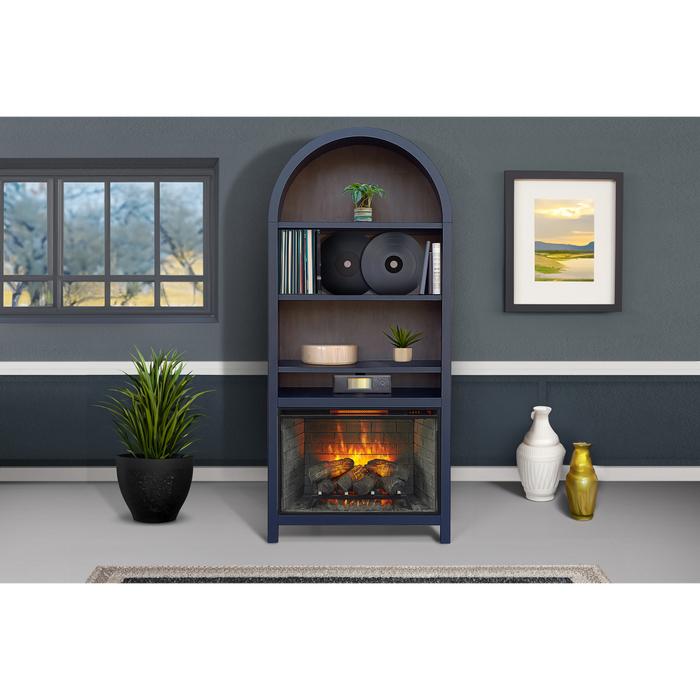 Sunny Designs 37" Arch Bookcase with Electric Fireplace Black Magic