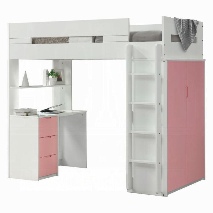 ACME Nerice Twin Loft Bed W/Desk & Wardrobe