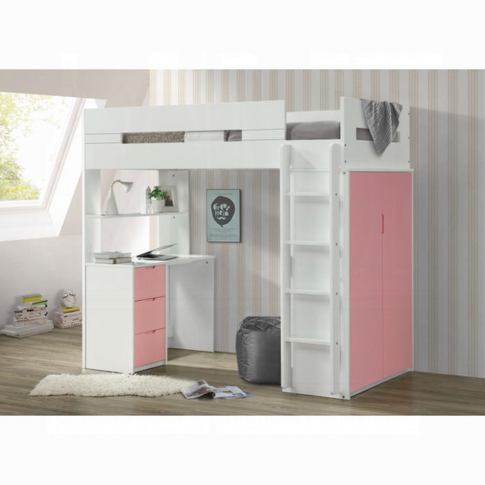 ACME Nerice Twin Loft Bed W/Desk & Wardrobe