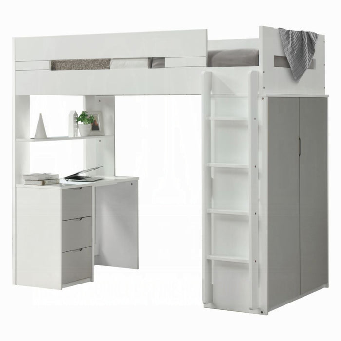 ACME Nerice Twin Loft Bed W/Desk & Wardrobe