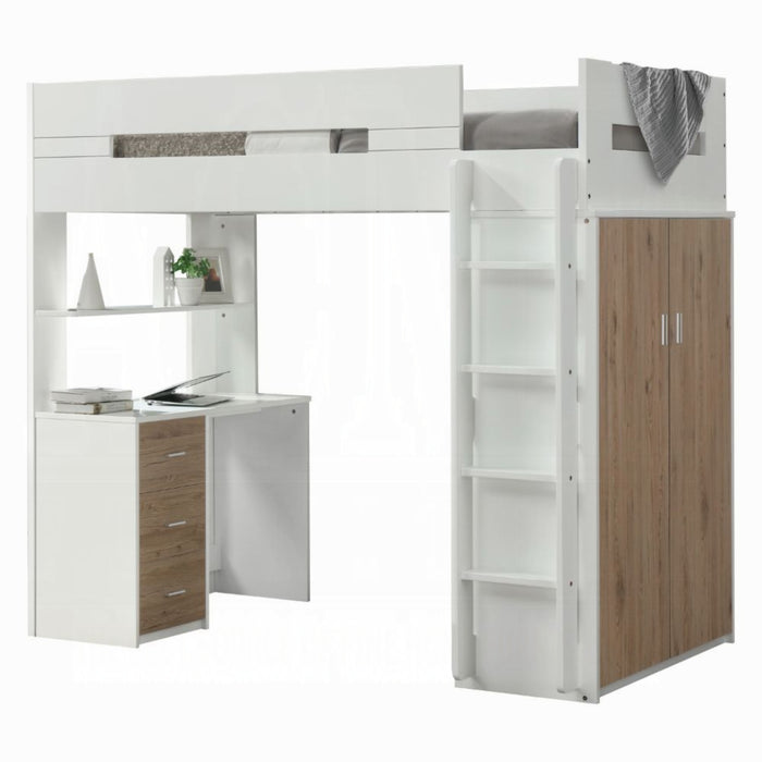 ACME Nerice Twin Loft Bed W/Desk & Wardrobe