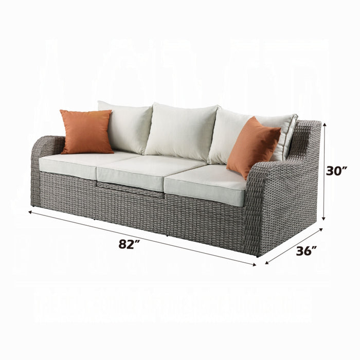 ACME Salena Patio Sofa W/2 Pillows & 2 Ottomans