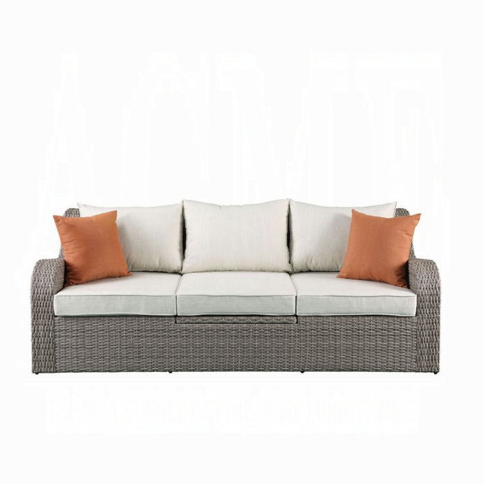 ACME Salena Patio Sofa W/2 Pillows & 2 Ottomans