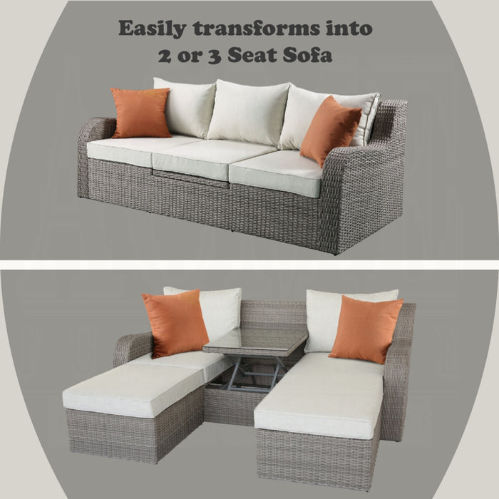 ACME Salena Patio Sofa W/2 Pillows & 2 Ottomans