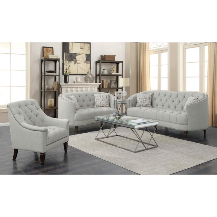 Coaster Avonlea 3-piece Upholstered Sloped Arm Sofa Living Room Set Grey Fabric