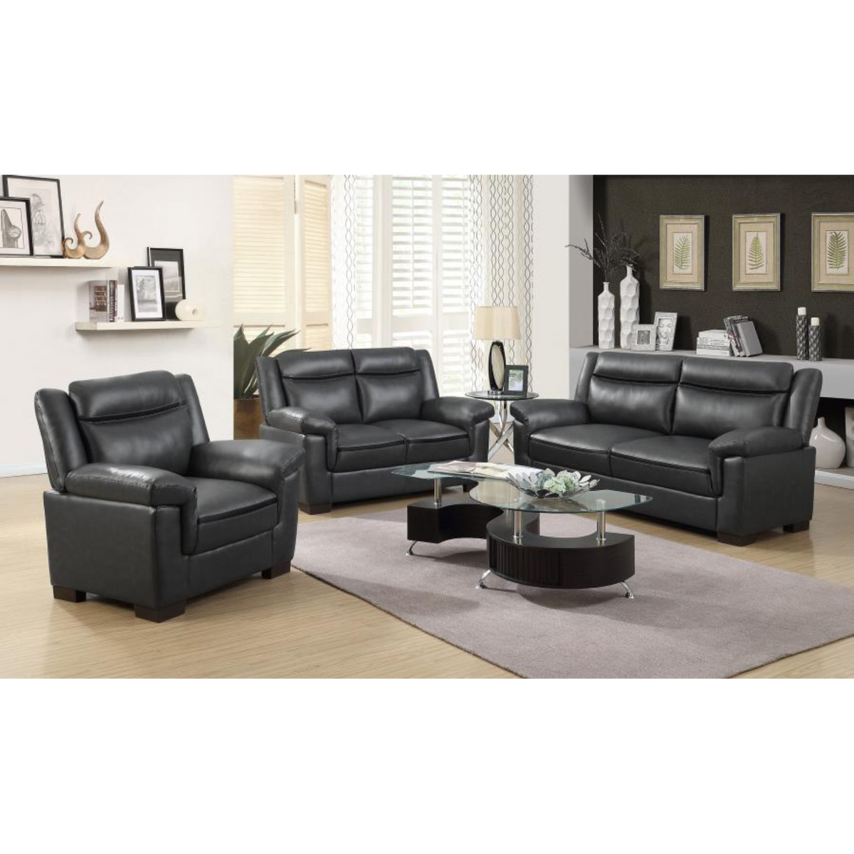 Coaster Arabella 3-piece Upholstered Padded Arm Sofa Living Room Set G ...