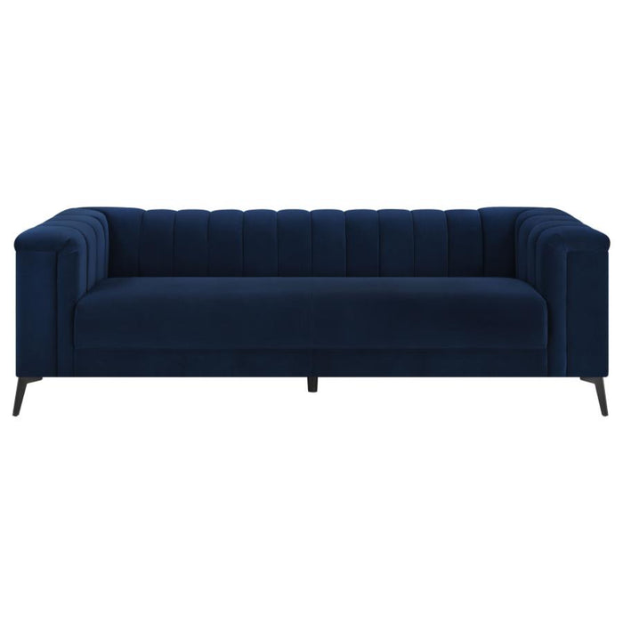 Coaster Chalet 3-piece Upholstered Tuxedo Arm Tufted Sofa Living Room Set Blue