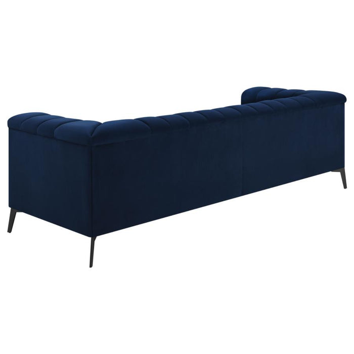 Coaster Chalet 3-piece Upholstered Tuxedo Arm Tufted Sofa Living Room Set Blue