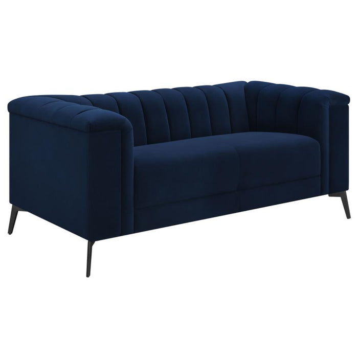 Coaster Chalet 3-piece Upholstered Tuxedo Arm Tufted Sofa Living Room Set Blue