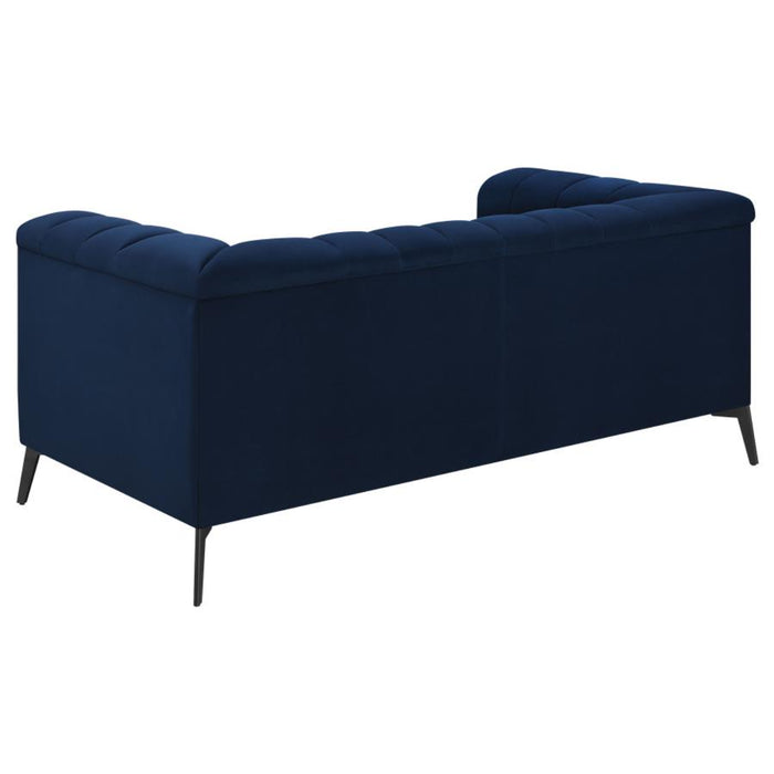 Coaster Chalet 3-piece Upholstered Tuxedo Arm Tufted Sofa Living Room Set Blue