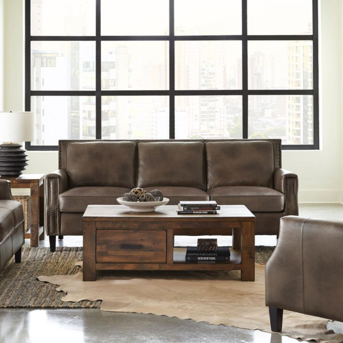 Coaster Leaton Upholstered Recessed Arm Sofa Brown Sugar