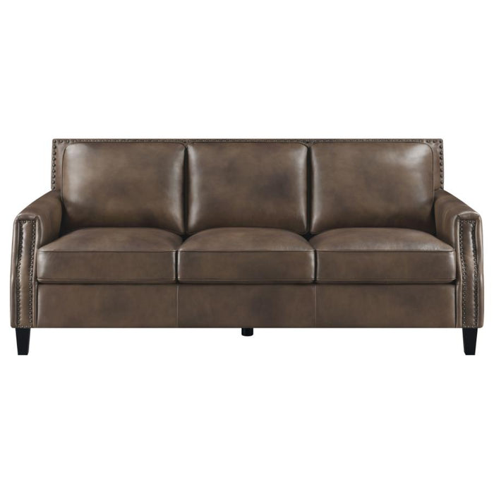 Coaster Leaton Upholstered Recessed Arm Sofa Brown Sugar