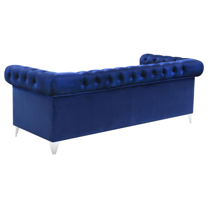 Coaster Bleker 3-piece Upholstered Tuxedo Arm Tufted Sofa Living Room Set Blue