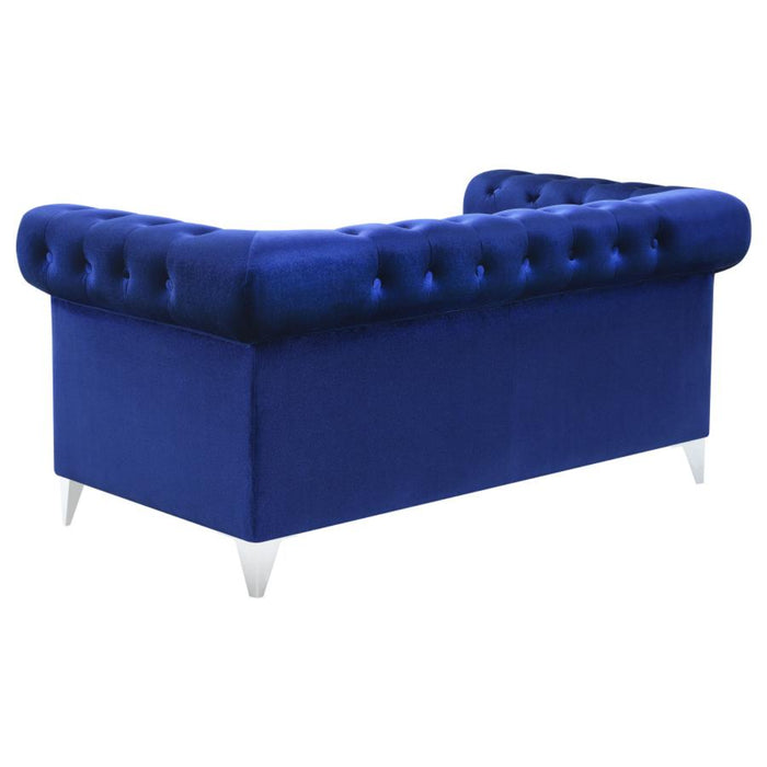 Coaster Bleker 3-piece Upholstered Tuxedo Arm Tufted Sofa Living Room Set Blue