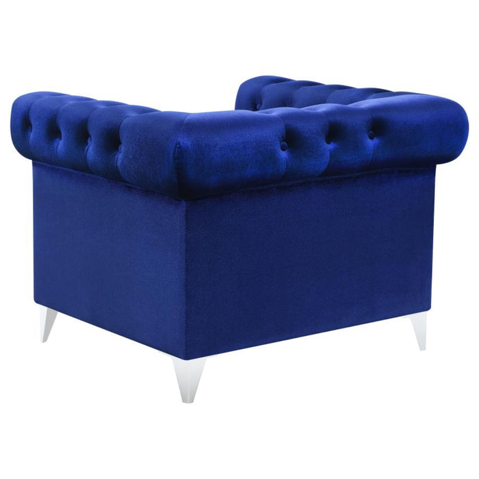 Coaster Bleker 3-piece Upholstered Tuxedo Arm Tufted Sofa Living Room Set Blue