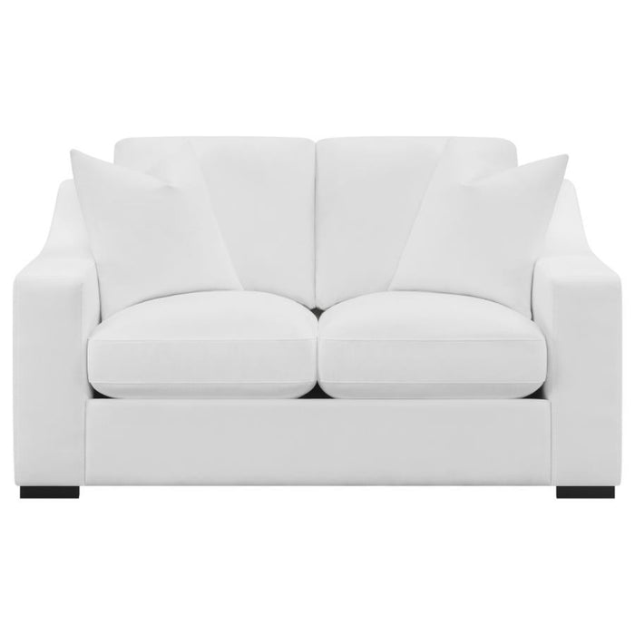 Coaster Ashlyn 3-piece Upholstered Sloped Arm Sofa Living Room Set White