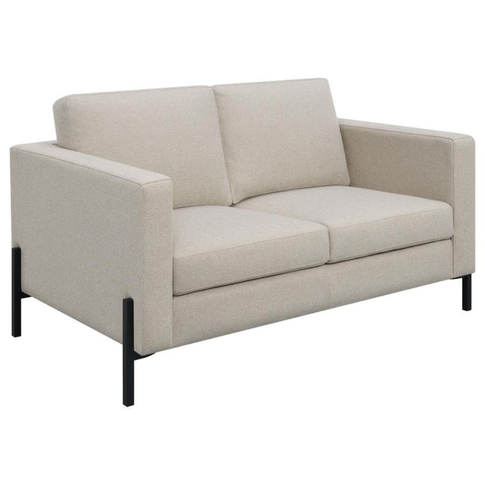 Coaster Tilly 3-piece Upholstered Track Arm Sofa Living Room Set Oatmeal