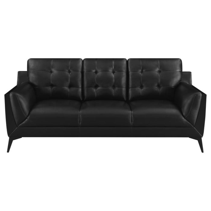 Coaster Moira 3-piece Upholstered Wedge Arm Tufted Sofa Living Room Set Black