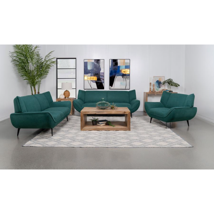 Coaster Acton 3-piece Upholstered Flared Arm Sofa Living Room Set Teal Blue