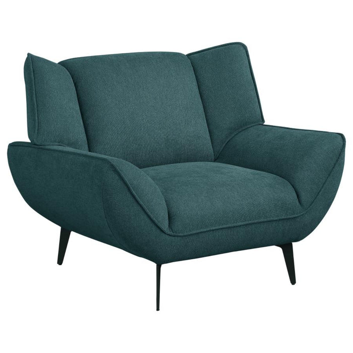 Coaster Acton 3-piece Upholstered Flared Arm Sofa Living Room Set Teal Blue