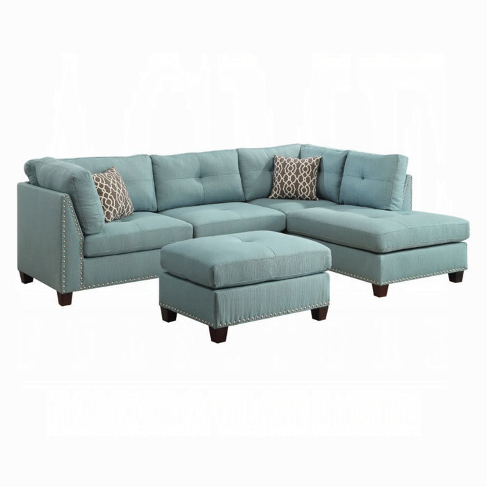 ACME Laurissa Sectional Sofa & Ottoman W/2 Pillows