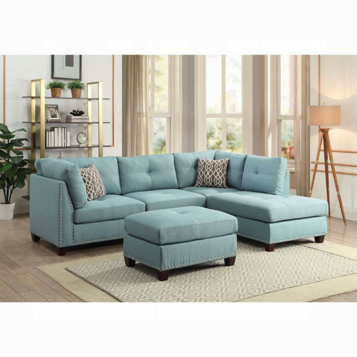 ACME Laurissa Sectional Sofa & Ottoman W/2 Pillows