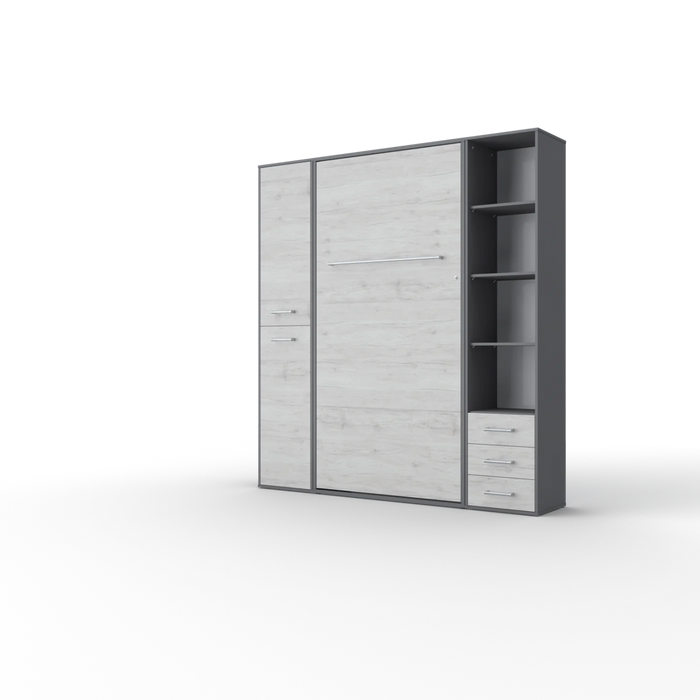 Maxima House Vertical Murphy Bed Invento, European Queen Size with Mattress and 2 Storage Cabinets