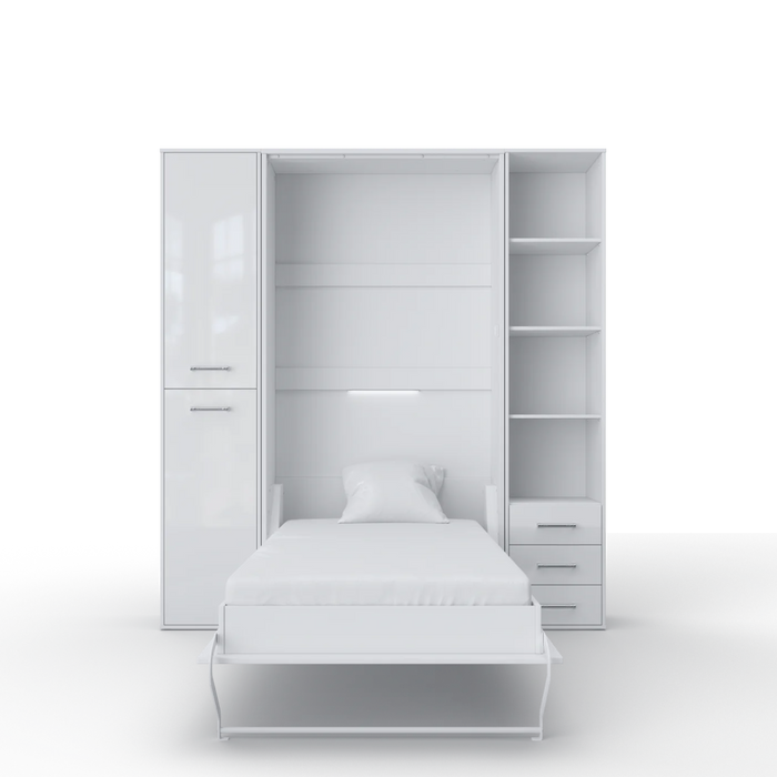 Maxima House Vertical Murphy Bed Invento, European Queen Size with Mattress and 2 Storage Cabinets