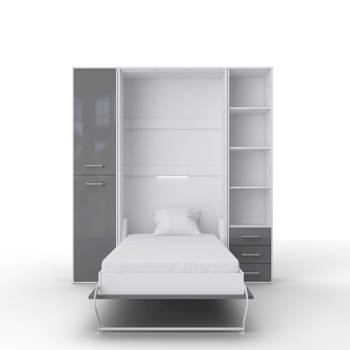 Maxima House Vertical Murphy Bed Invento, European Queen Size with Mattress and 2 Storage Cabinets