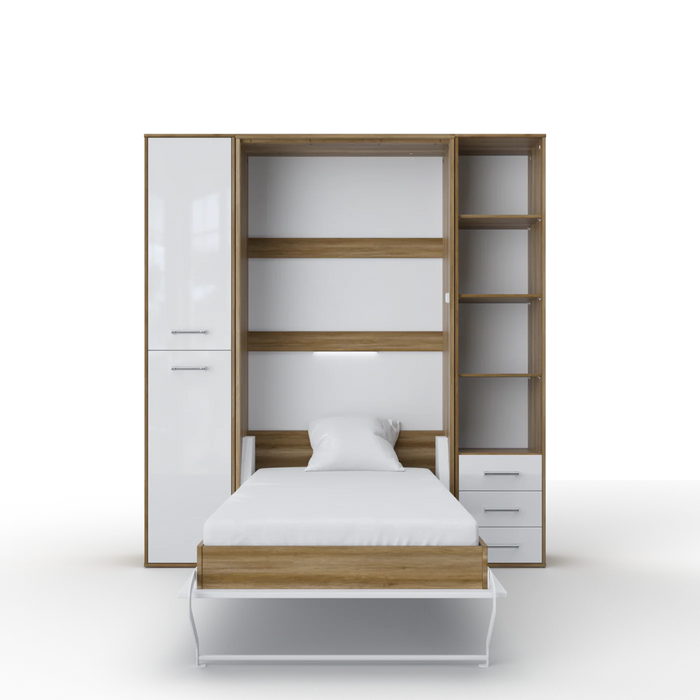 Maxima House Vertical Murphy Bed Invento, European Queen Size with Mattress and 2 Storage Cabinets