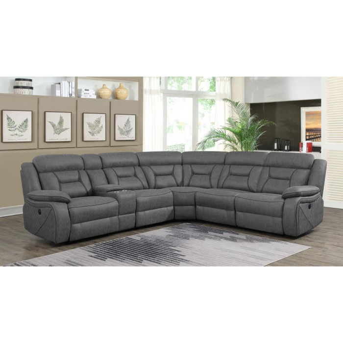 Coaster Higgins Upholstered Power Reclining Sectional Sofa Grey