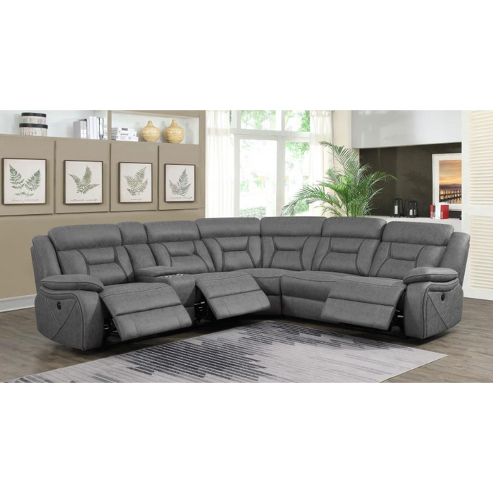 Coaster Higgins Upholstered Power Reclining Sectional Sofa Grey