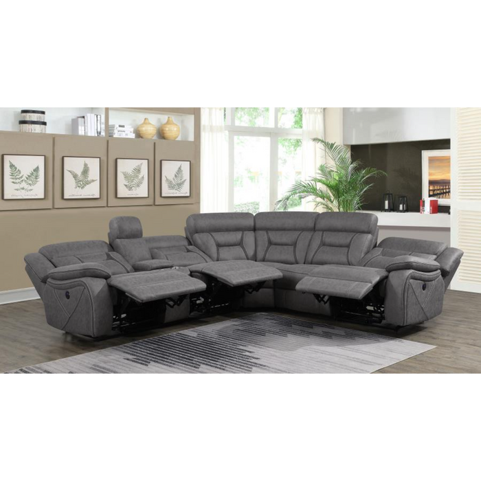 Coaster Higgins Upholstered Power Reclining Sectional Sofa Grey