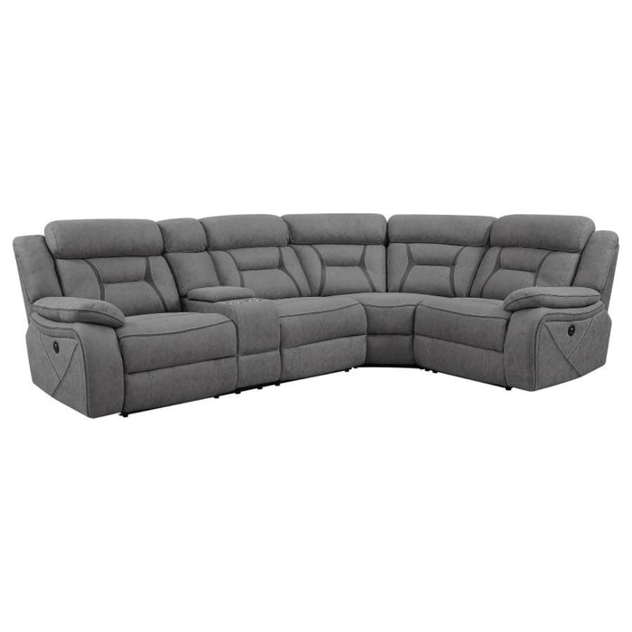 Coaster Higgins Upholstered Power Reclining Sectional Sofa Grey